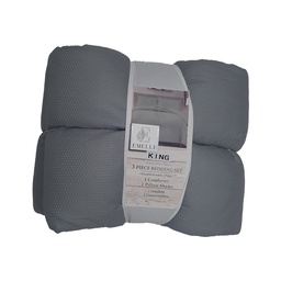 [724-GREY3PCSK] Emelle King Comforter Bedding 3pc Set, Grey