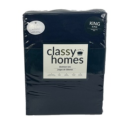 [709-S-KING CHKSSU27507] Classy Homes King 4pc Solid Sheet Set